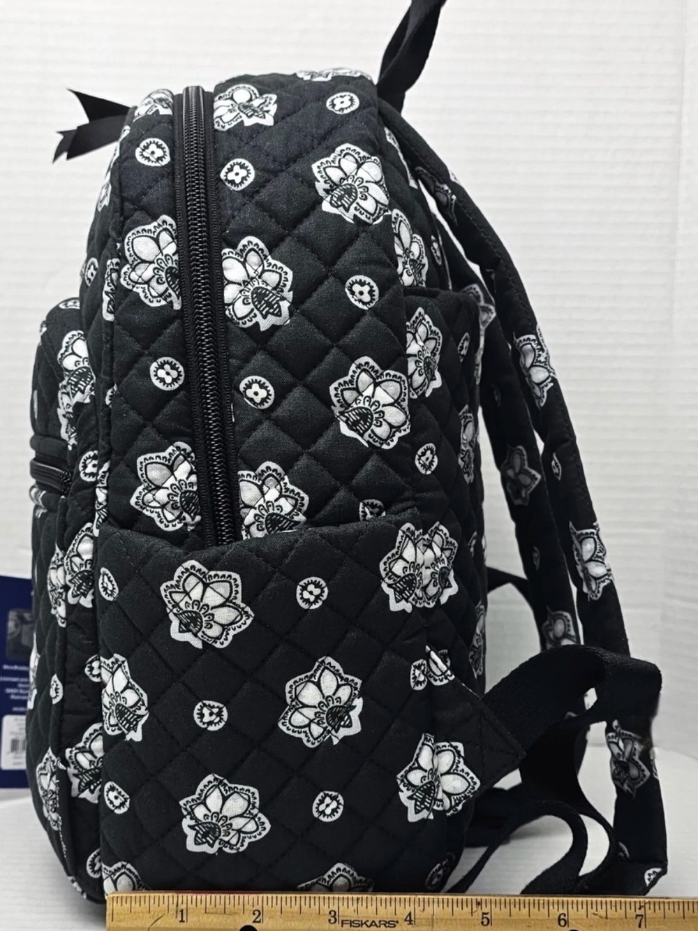 Vera Bradley Black Quilted Floral Raiders Mini Backpack NEW WITH TAGS - Picture 6 of 8
